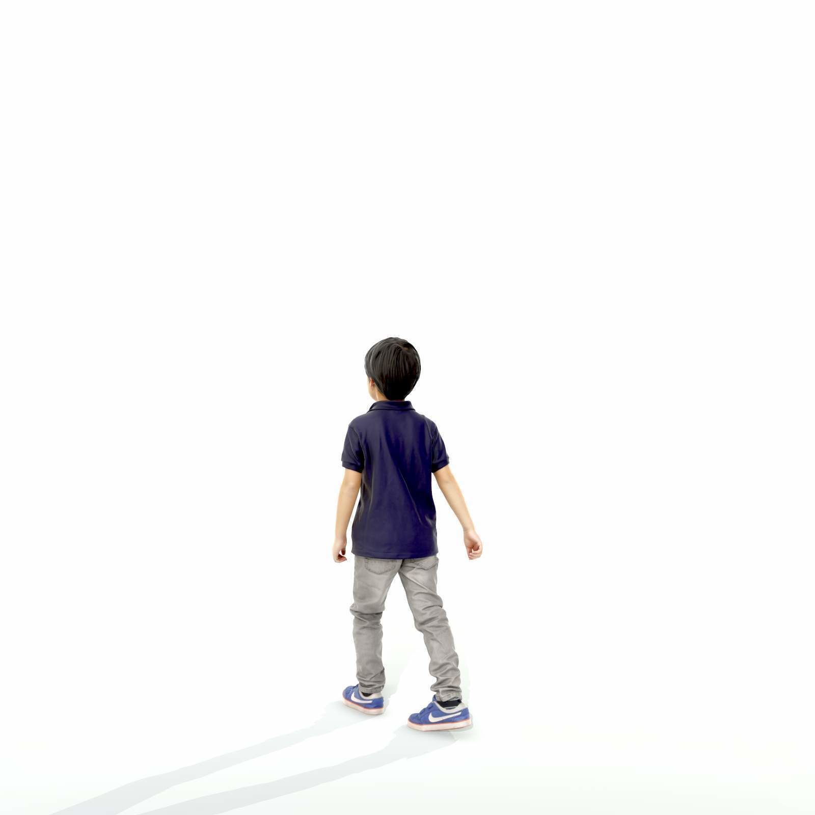 Small Boy Walking with Black Polo T-Shirt CBoy0300-HD2-O03P01-S 3D model_5