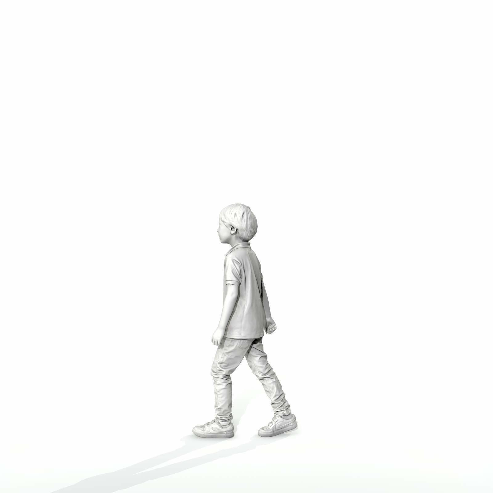 Small Boy Walking with Black Polo T-Shirt CBoy0300-HD2-O03P01-S 3D model_9