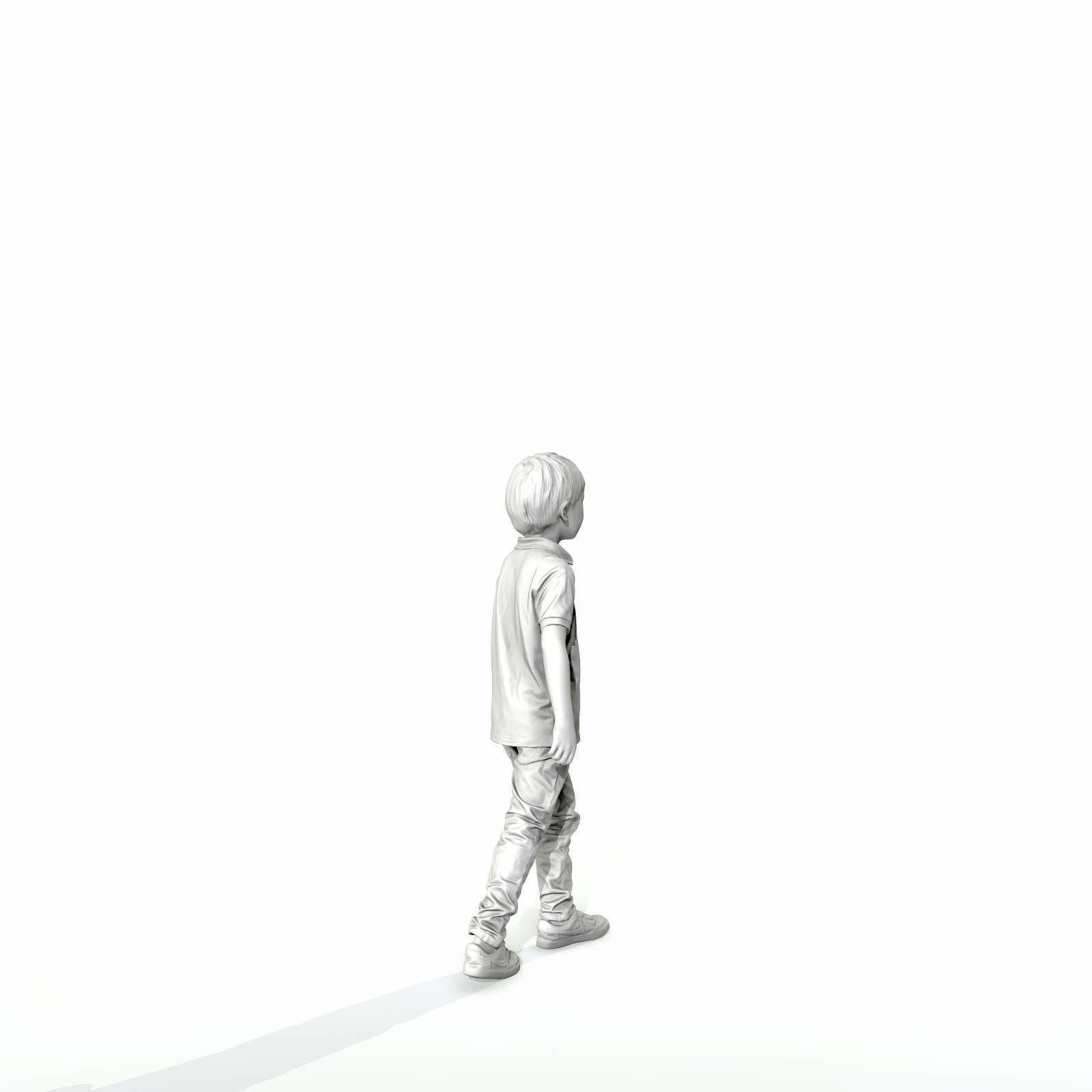 Small Boy Walking with Black Polo T-Shirt CBoy0300-HD2-O03P01-S 3D model_6