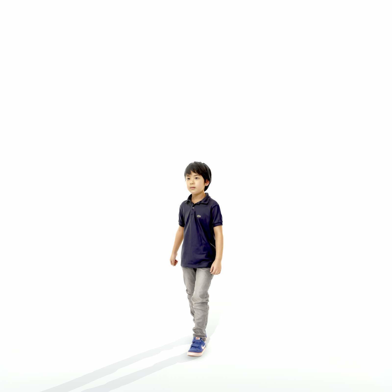 Small Boy Walking with Black Polo T-Shirt CBoy0300-HD2-O03P01-S 3D model_1