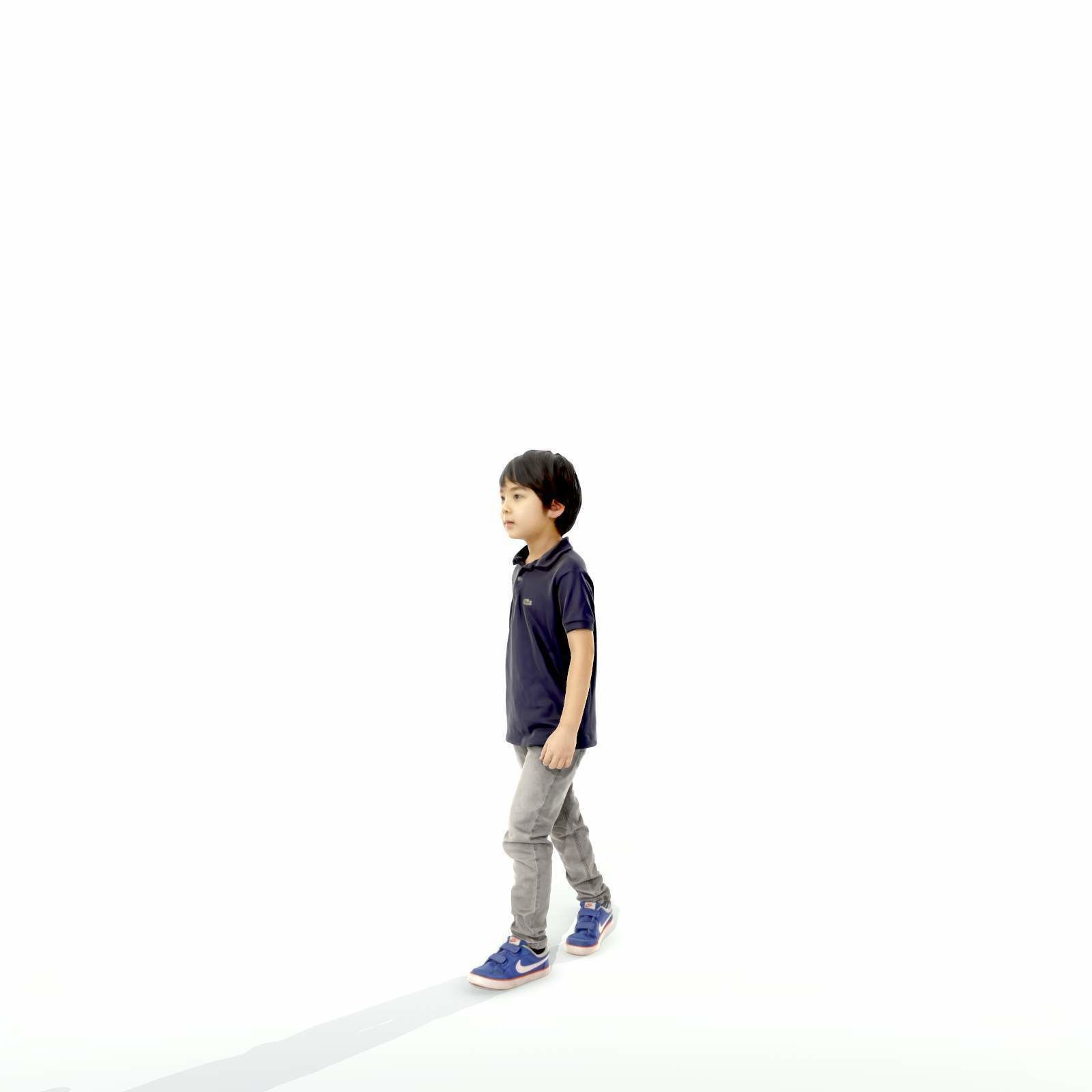 Small Boy Walking with Black Polo T-Shirt CBoy0300-HD2-O03P01-S 3D model_63
