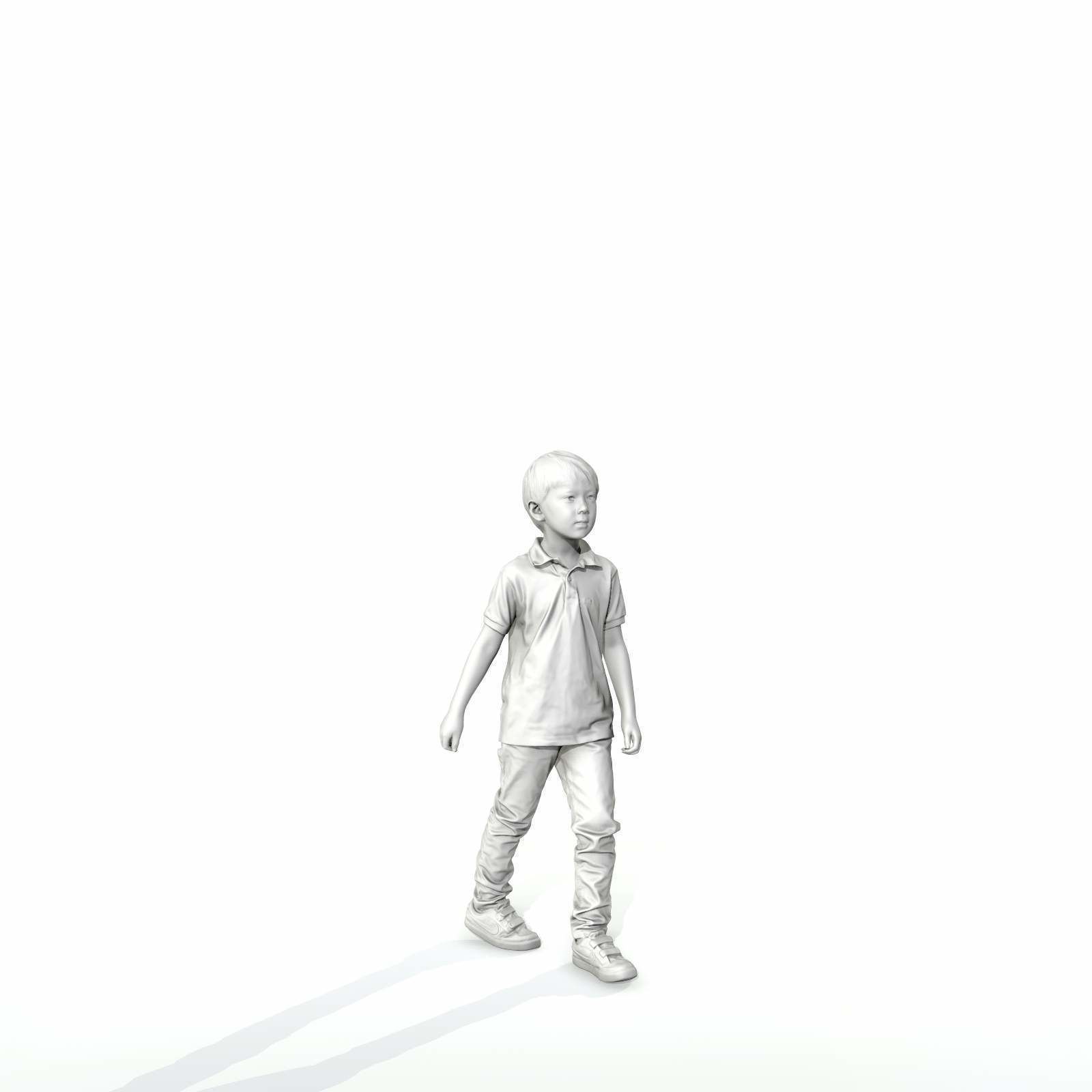 Small Boy Walking with Black Polo T-Shirt CBoy0300-HD2-O03P01-S 3D model_13