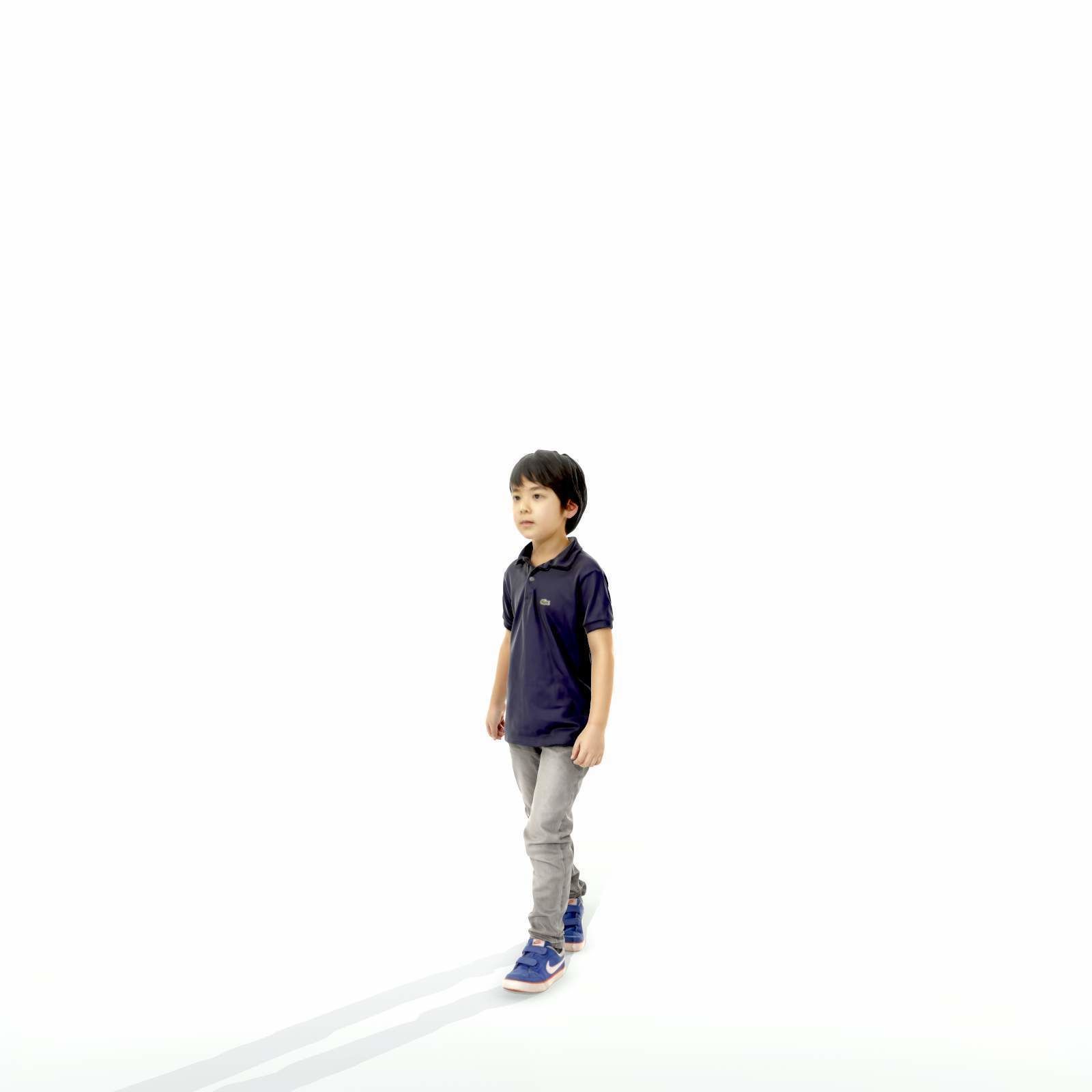 Small Boy Walking with Black Polo T-Shirt CBoy0300-HD2-O03P01-S 3D model_60