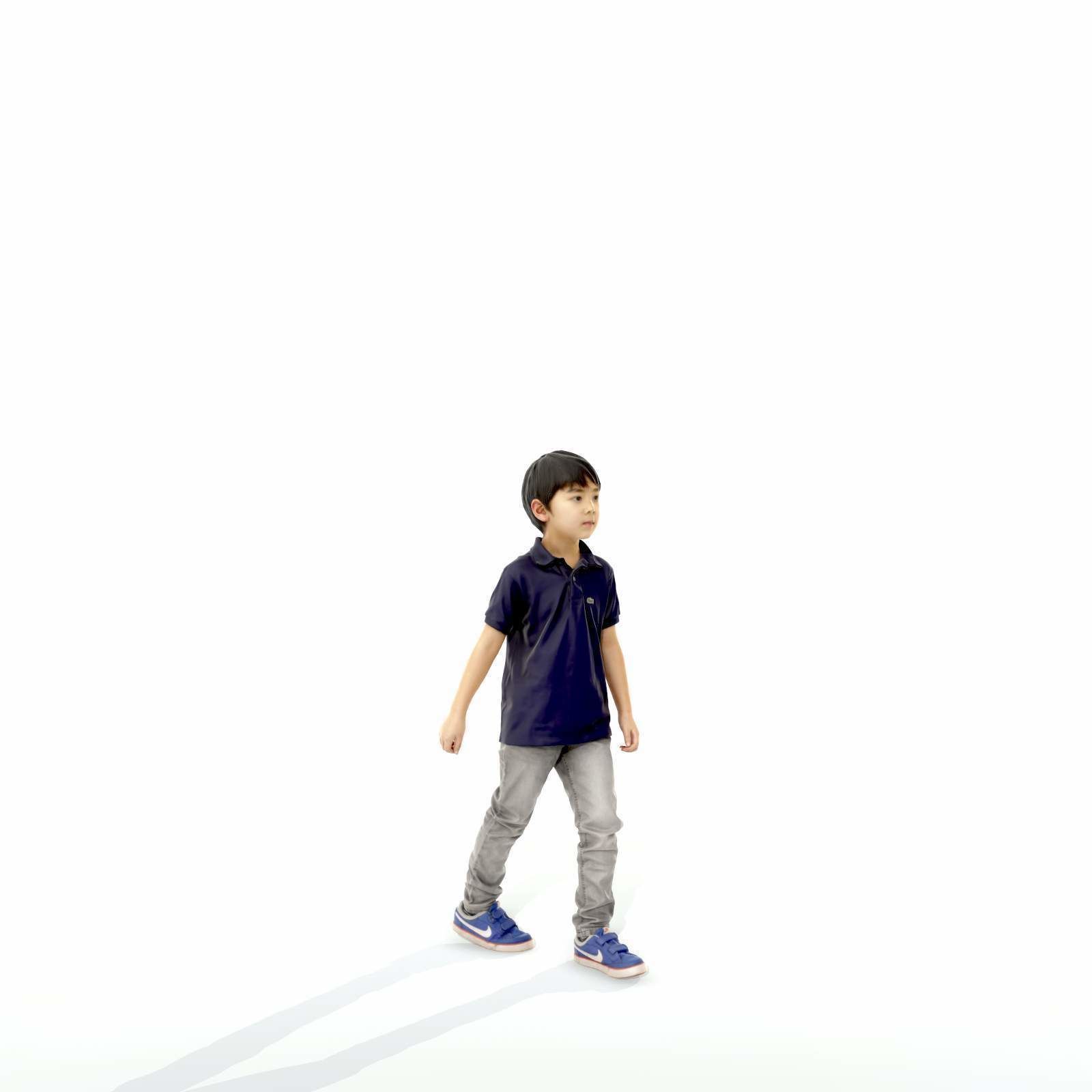 Small Boy Walking with Black Polo T-Shirt CBoy0300-HD2-O03P01-S 3D model_66