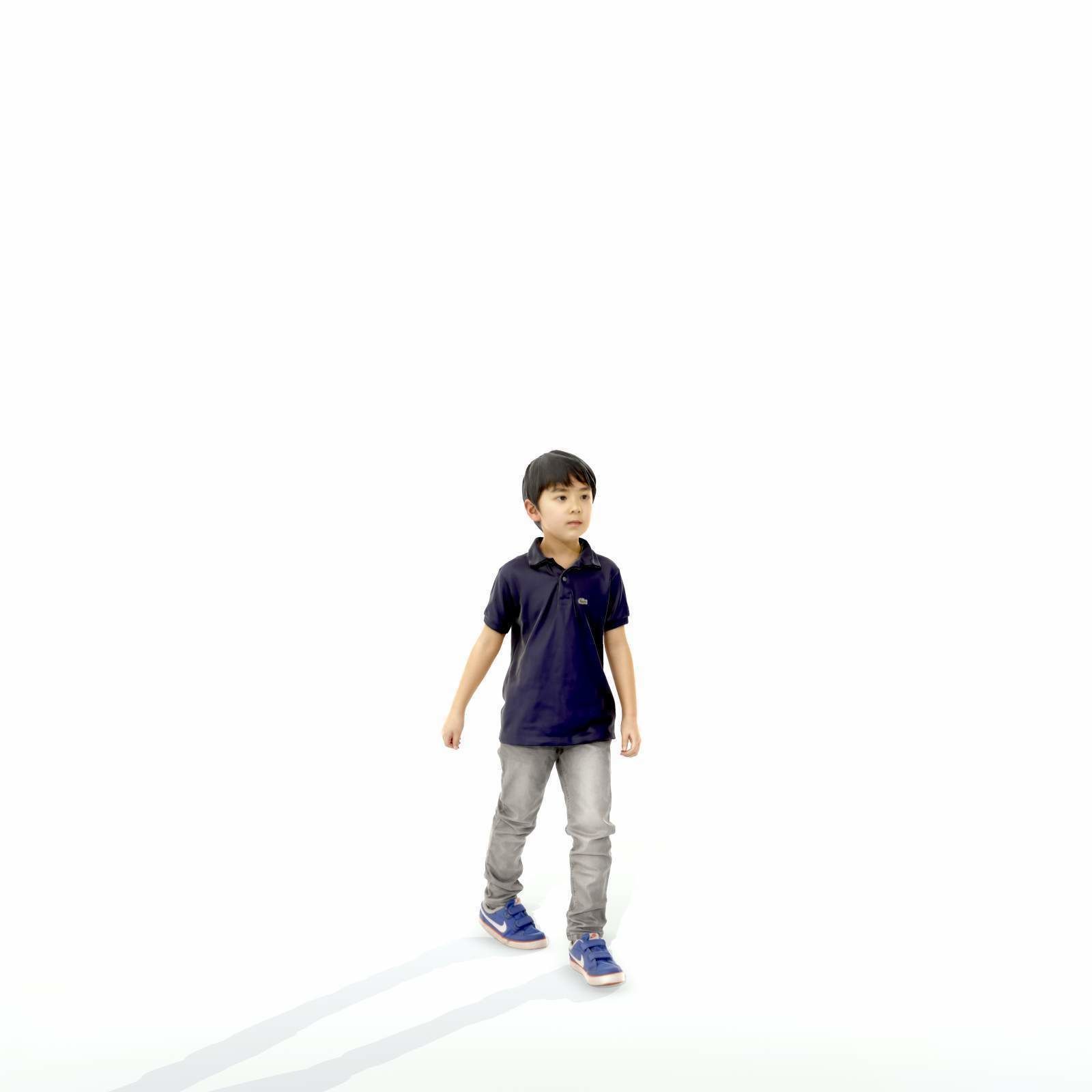 Small Boy Walking with Black Polo T-Shirt CBoy0300-HD2-O03P01-S 3D model_54