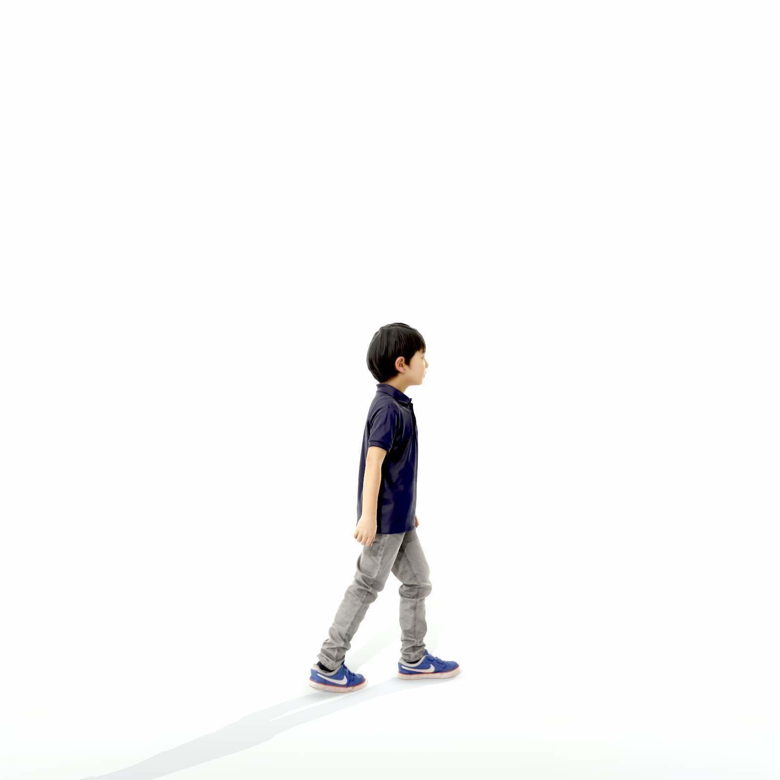 Small Boy Walking with Black Polo T-Shirt CBoy0300-HD2-O03P01-S 3D model_56