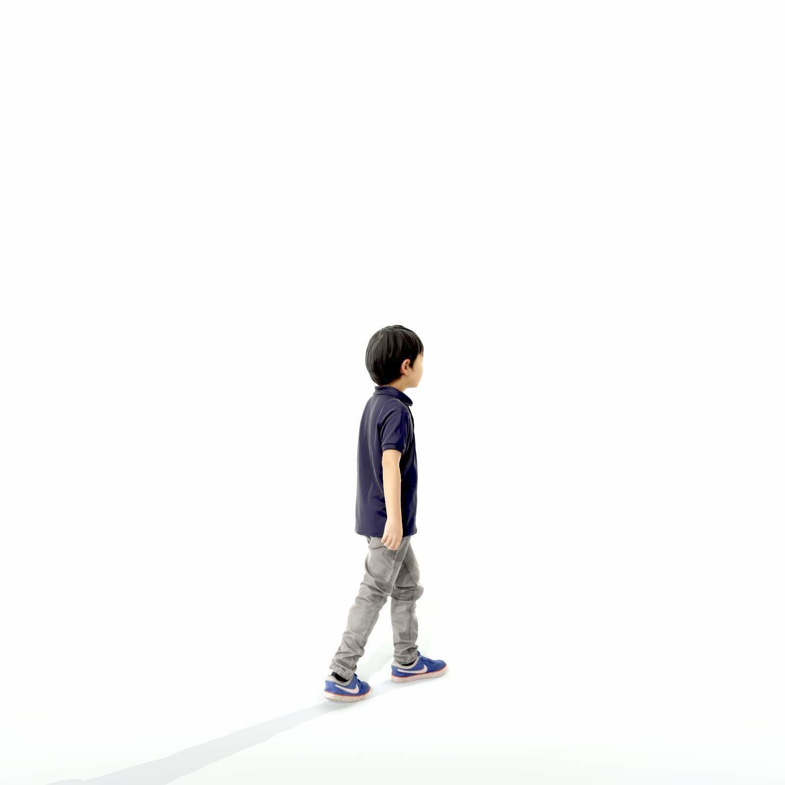 Small Boy Walking with Black Polo T-Shirt CBoy0300-HD2-O03P01-S 3D model_57