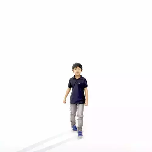 Small Boy Walking with Black Polo T-Shirt CBoy0300-HD2-O03P01-S 3D model