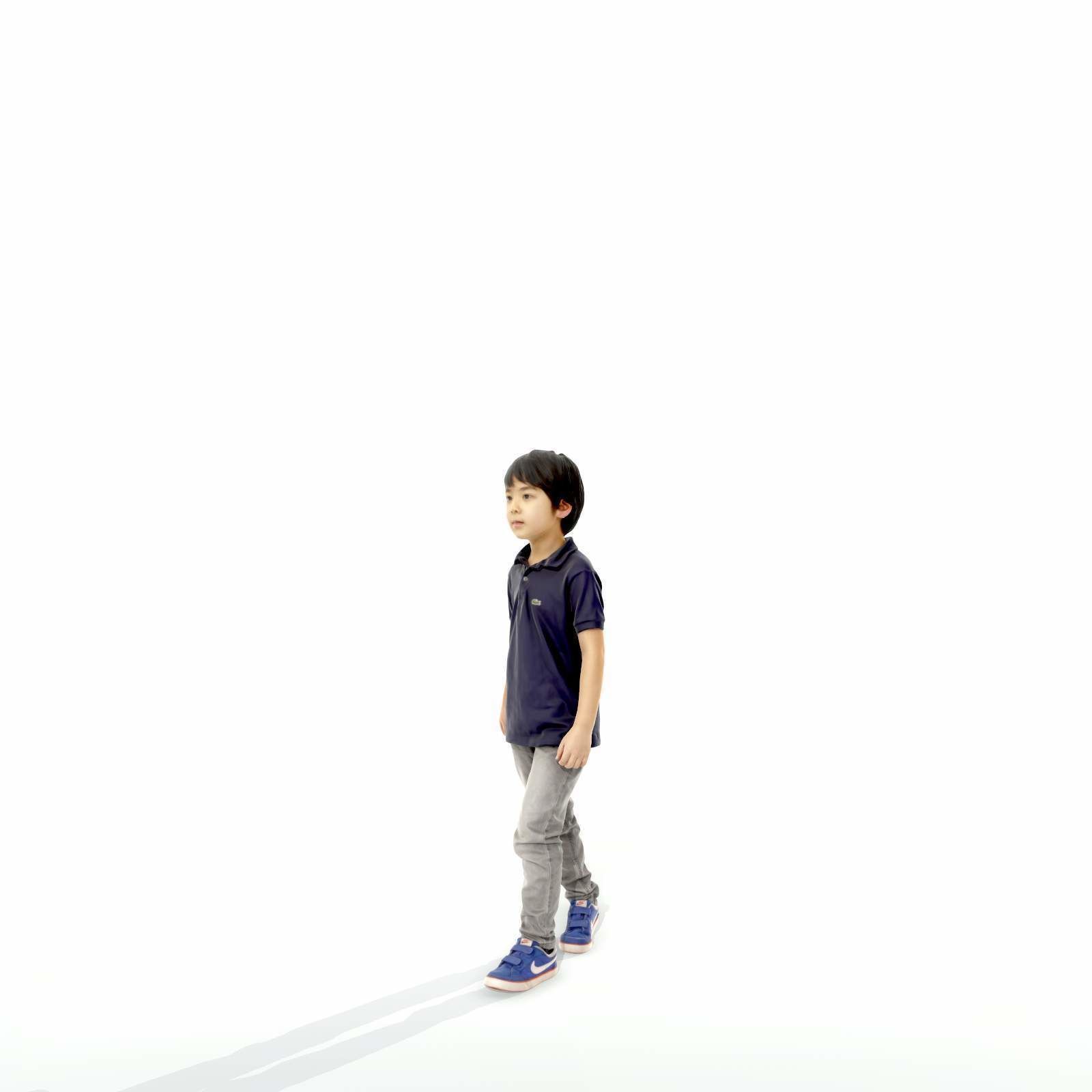 Small Boy Walking with Black Polo T-Shirt CBoy0300-HD2-O03P01-S 3D model_39