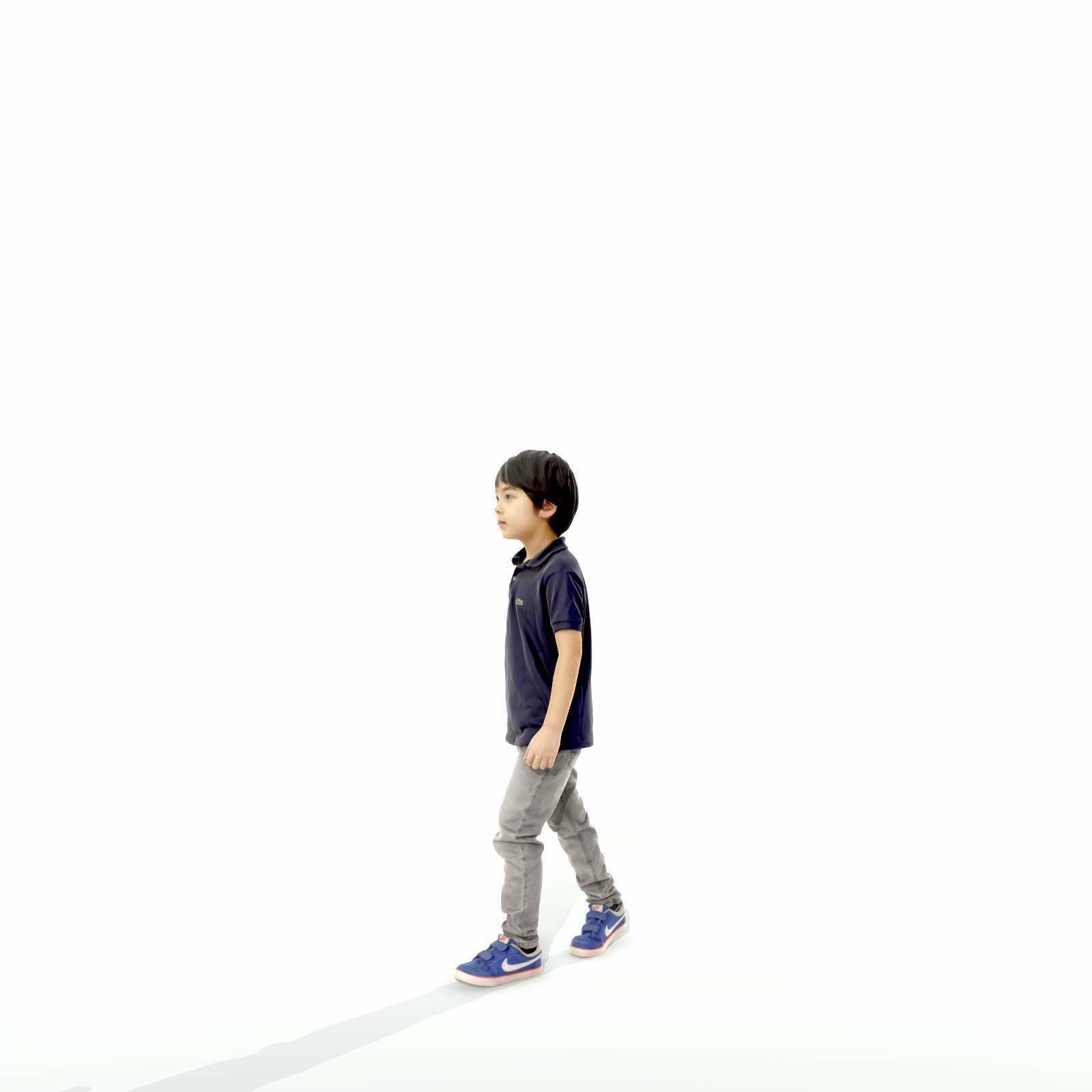 Small Boy Walking with Black Polo T-Shirt CBoy0300-HD2-O03P01-S 3D model_3