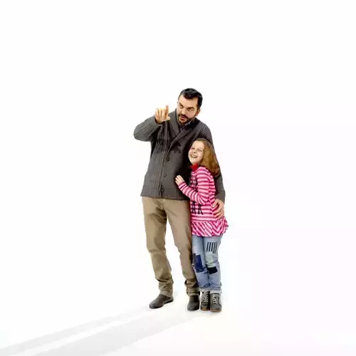 Man Showing Something to Little Girl CFam0001-HD2-O01P01-S 3D model