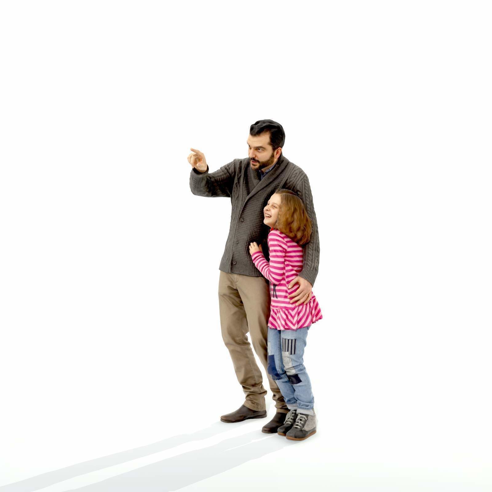 Man Showing Something to Little Girl CFam0001-HD2-O01P01-S 3D model_17