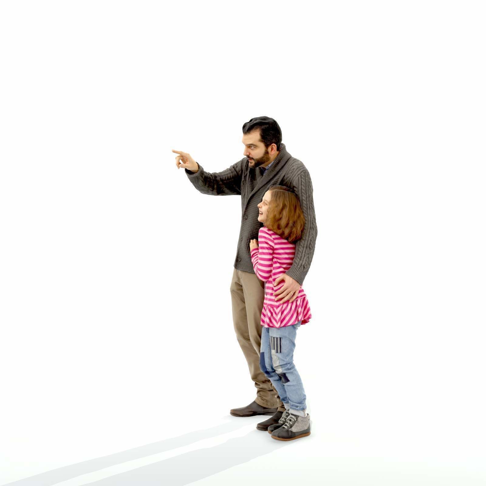 Man Showing Something to Little Girl CFam0001-HD2-O01P01-S 3D model_35