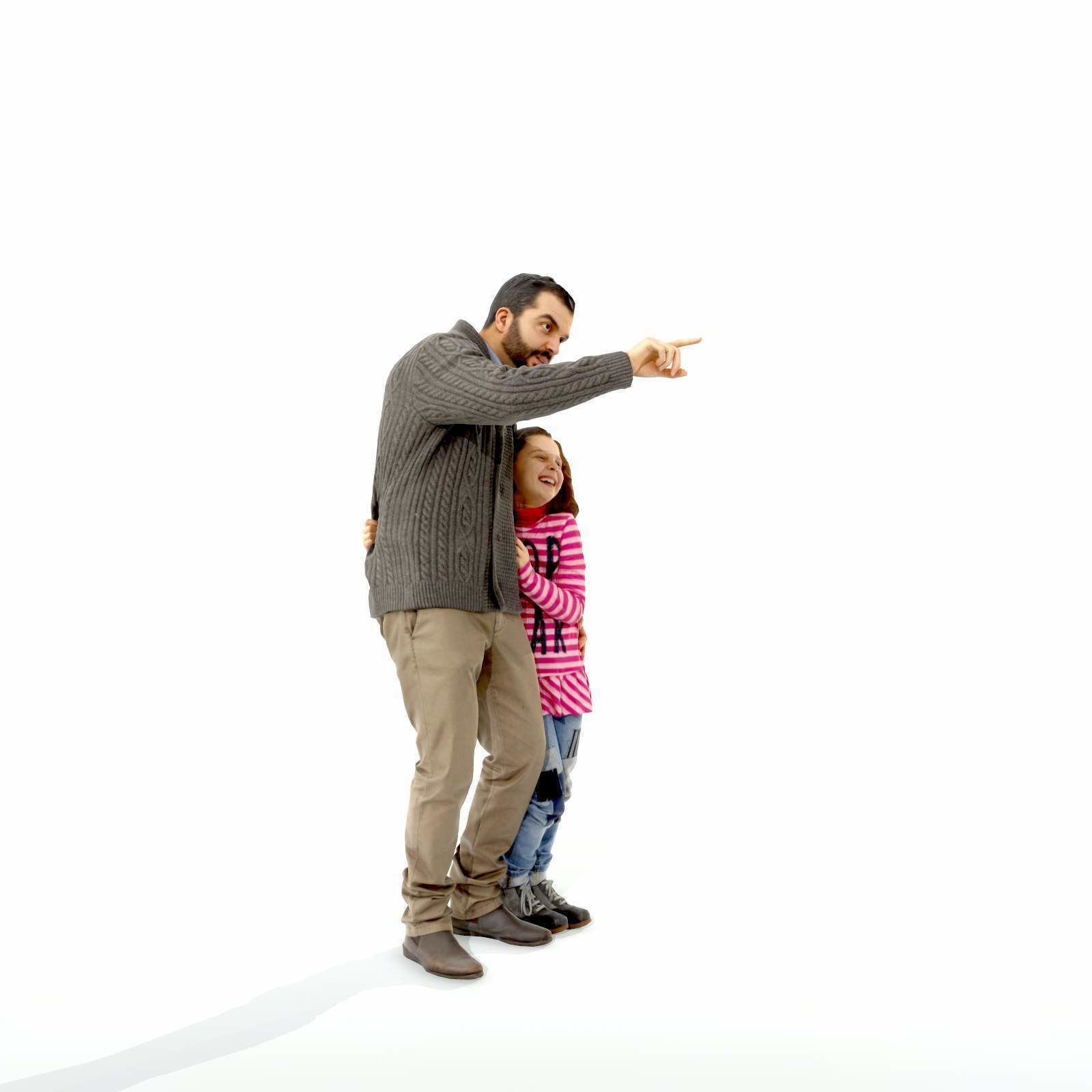 Man Showing Something to Little Girl CFam0001-HD2-O01P01-S 3D model_2