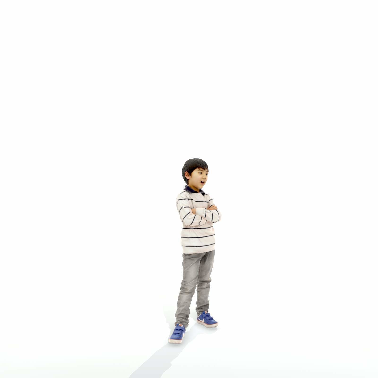 Standing Smiling Boy with Striped Sweater CBoy0300-HD2-O02P01-S 3D model_9