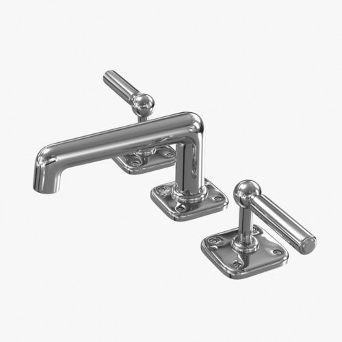 Ludlow Low Profile Three Hole Deck Mounted Lavatory Faucet with  3D model