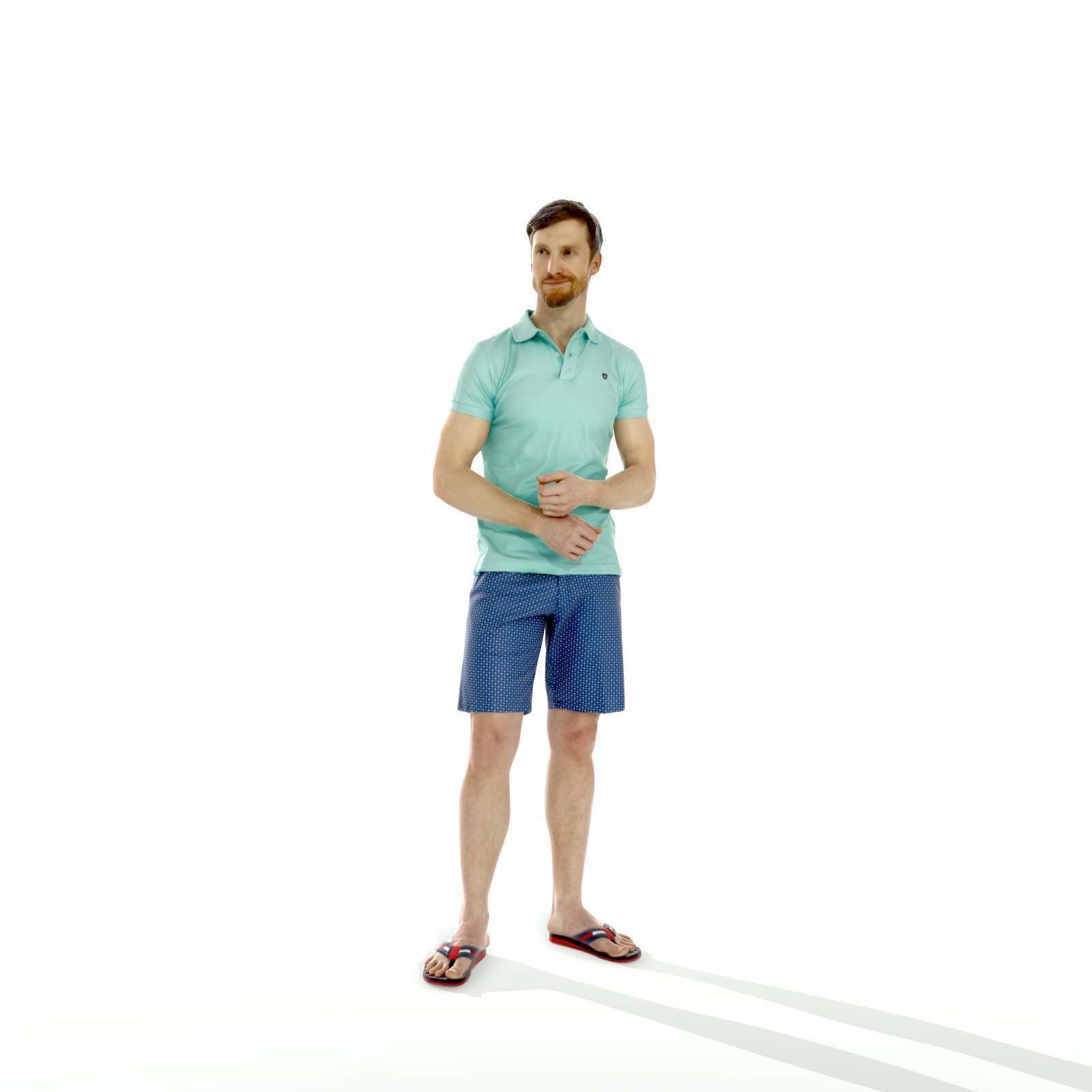 Casual Man with Blue Shorts and Flip-Flops SMan0314-HD2-O04P01-S 3D model_72