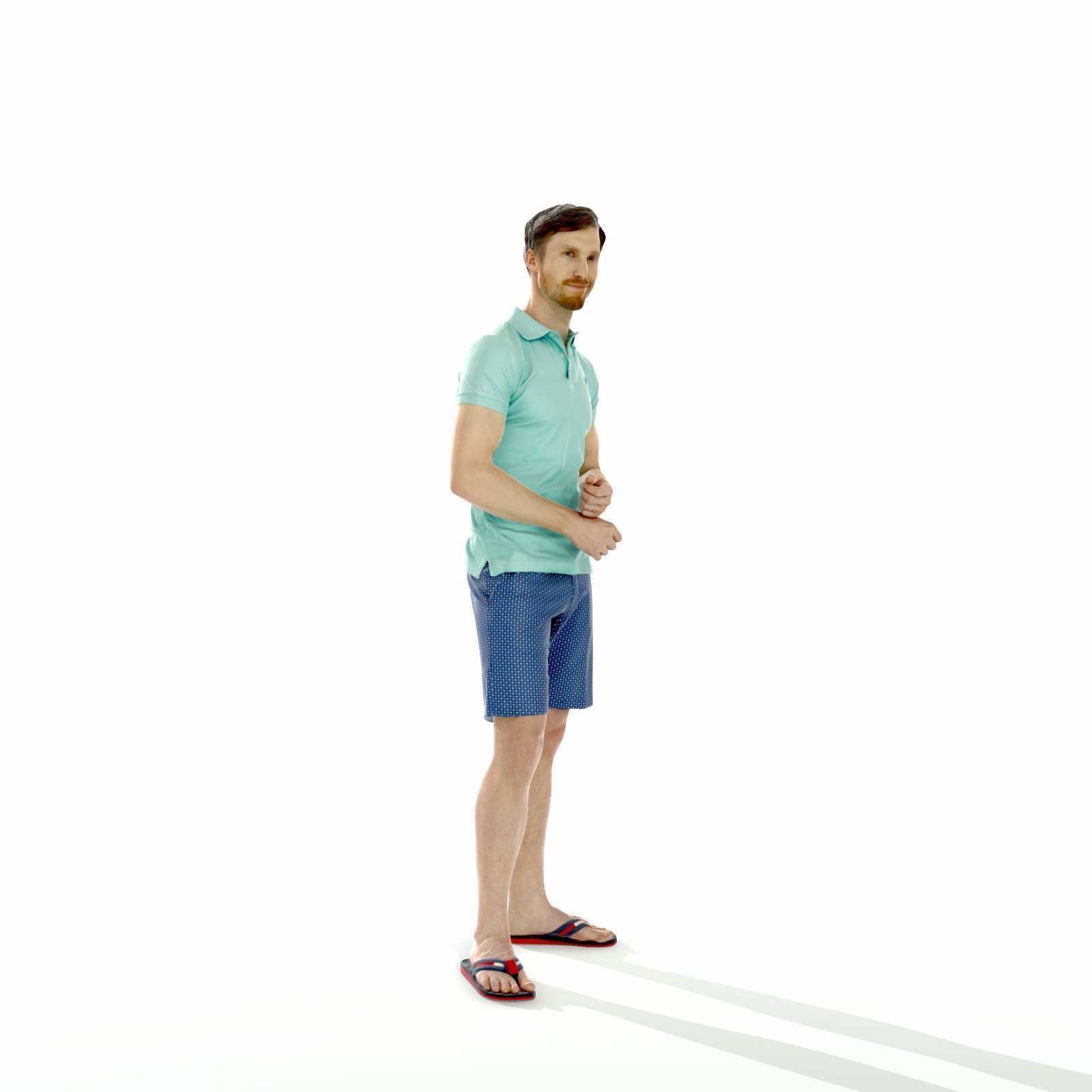 Casual Man with Blue Shorts and Flip-Flops SMan0314-HD2-O04P01-S 3D model_48