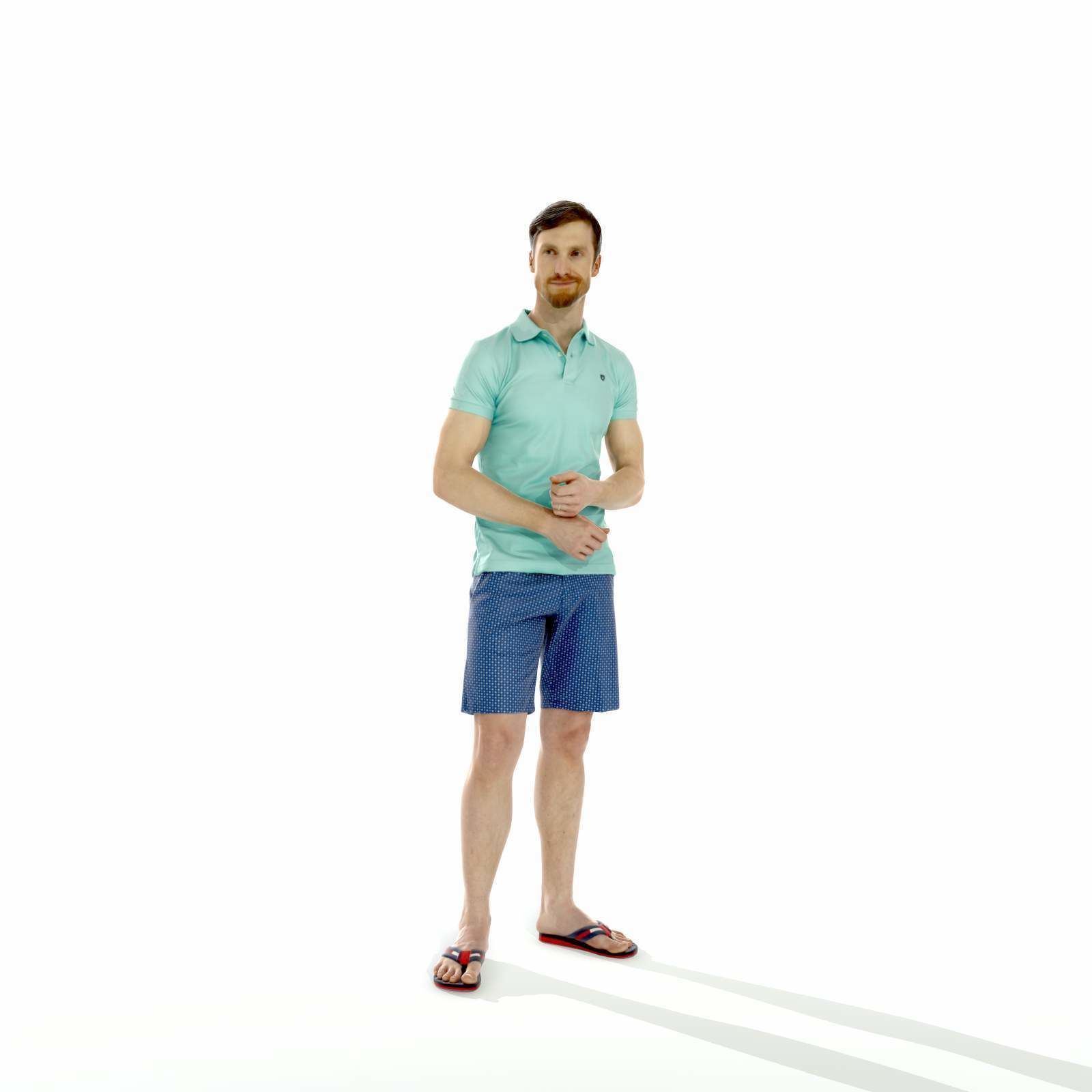 Casual Man with Blue Shorts and Flip-Flops SMan0314-HD2-O04P01-S 3D model_34