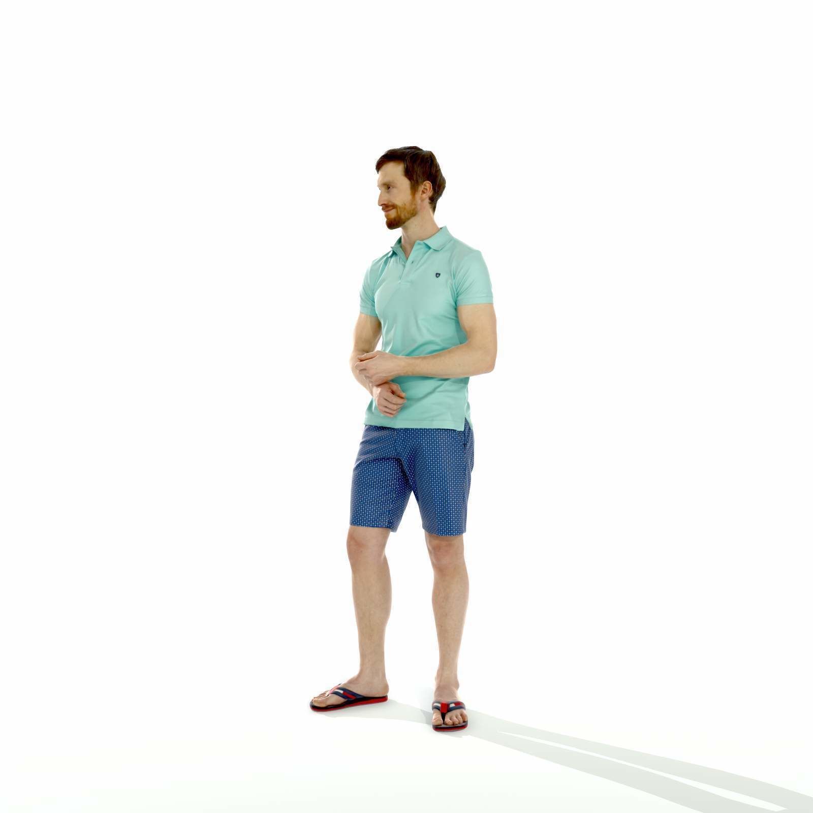 Casual Man with Blue Shorts and Flip-Flops SMan0314-HD2-O04P01-S 3D model_1