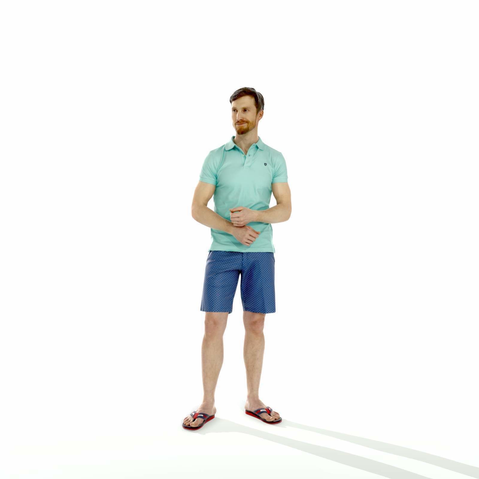 Casual Man with Blue Shorts and Flip-Flops SMan0314-HD2-O04P01-S 3D model_67