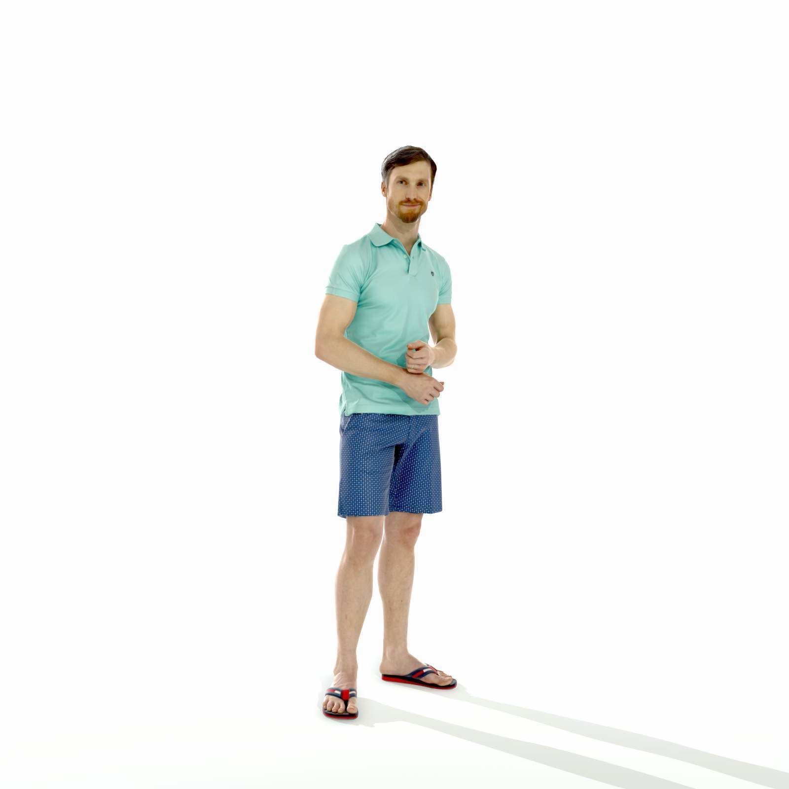 Casual Man with Blue Shorts and Flip-Flops SMan0314-HD2-O04P01-S 3D model_42