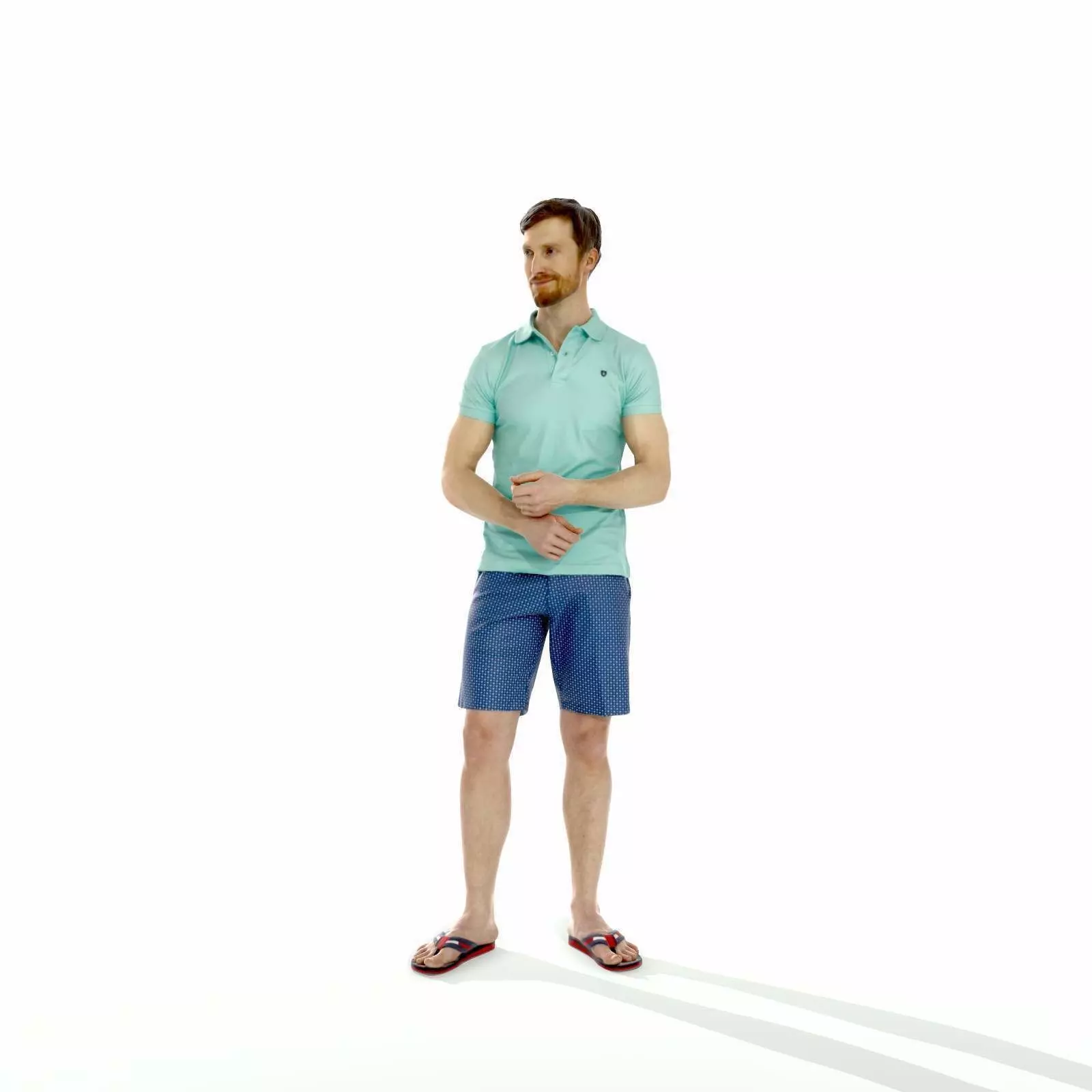 Casual Man with Blue Shorts and Flip-Flops SMan0314-HD2-O04P01-S 3D model_0