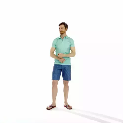 Casual Man with Blue Shorts and Flip-Flops SMan0314-HD2-O04P01-S 3D model