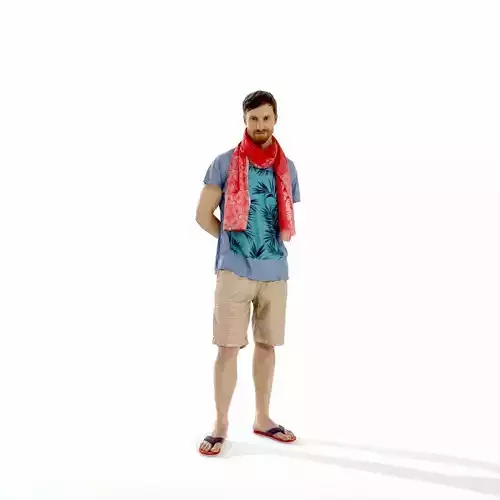 Standing Man with Red Towel SMan0314-HD2-O03P01-S 3D model