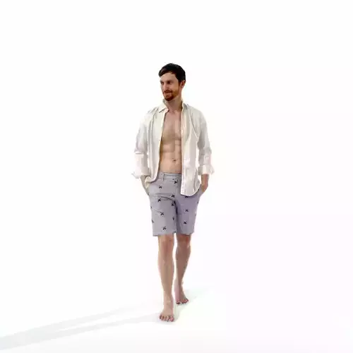 Walking Barefoot Man with White Shirt SMan0314-HD2-O02P01-S