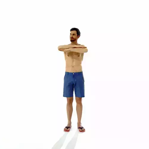Man with Blue Shorts and Flip-Flops SMan0314-HD2-O01P01-S 3D model