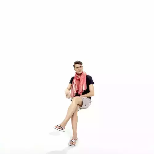 Sitting Man with Shorts and Flip-Flops SMan0313-HD2-O01P01-S 3D model