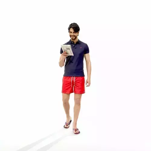 Man with Red Shorts Reading Magazine SMan0312-HD2-O02P01-S