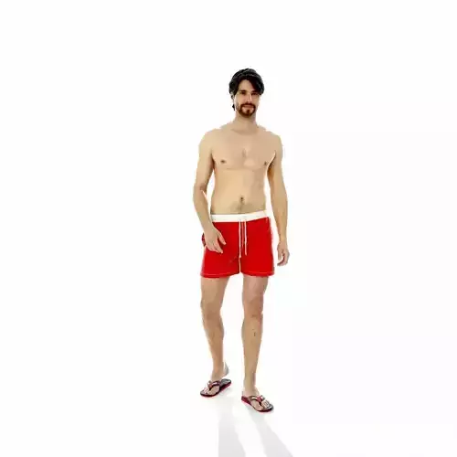 Man with Red Shorts and Flip-Flops SMan0312-HD2-O01P01-S 3D model