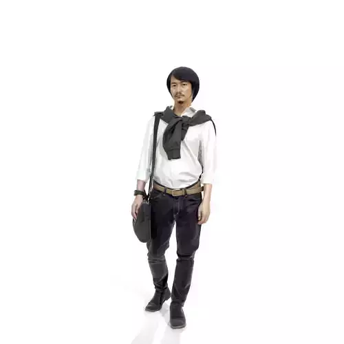 Casual Man with White Shirt and Laptop Bag CMan0321-HD2-O01P01-S