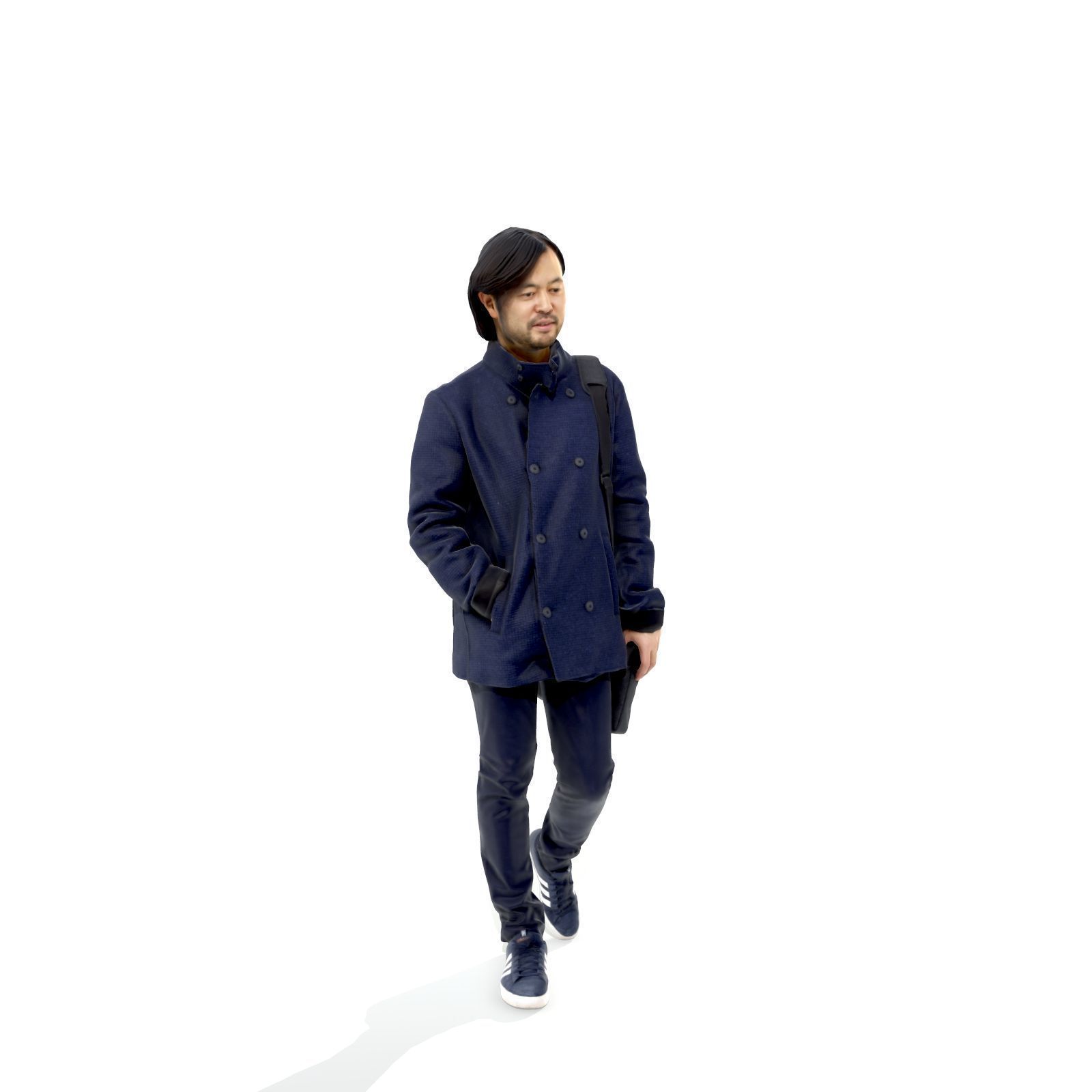 Walking Man with Blue Coat and Laptop Bag CMan0319-HD2-O01P01-S 3D model_2