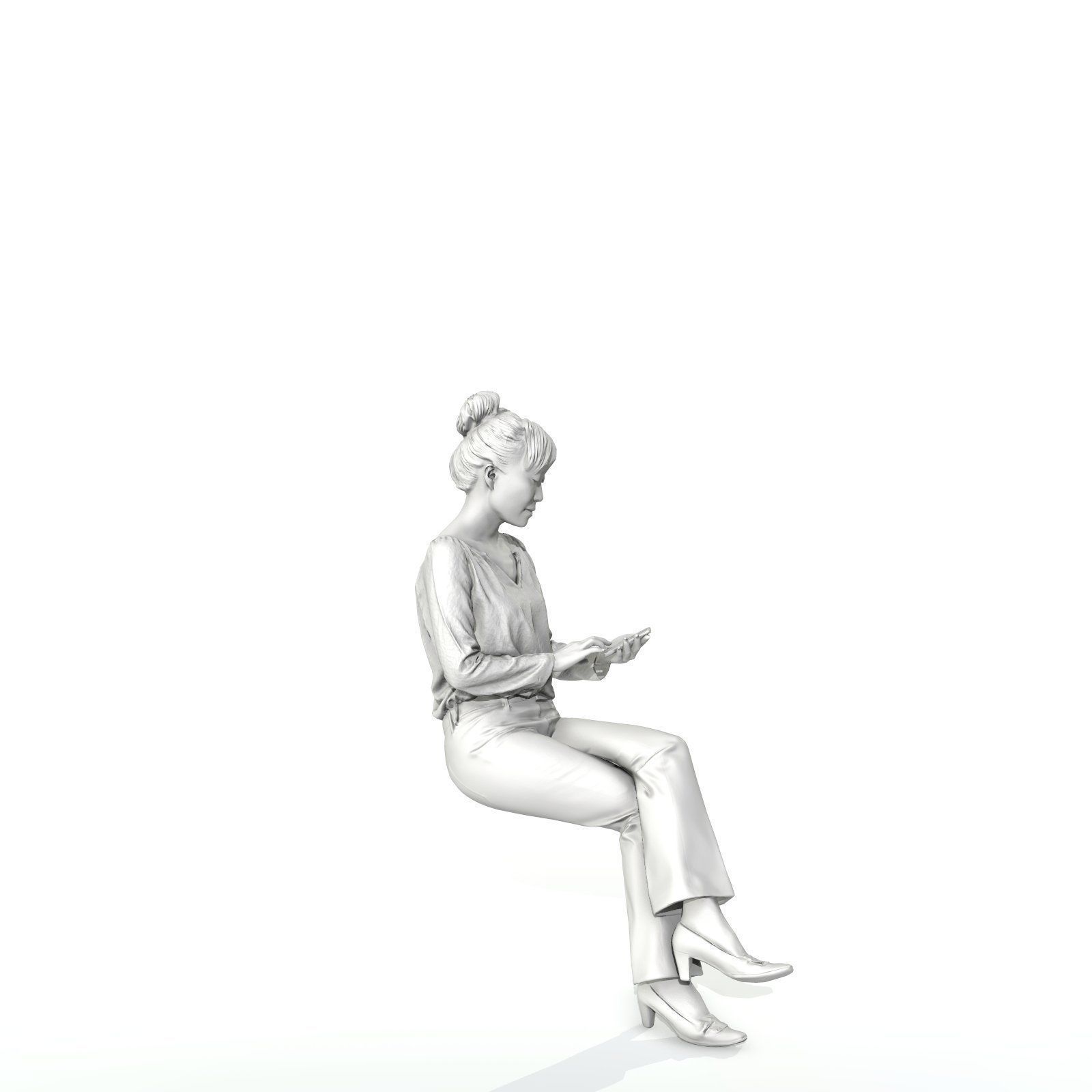 Sitting and Texting Woman with Black Pants BWom0308-HD2-O02P02-S 3D model_13