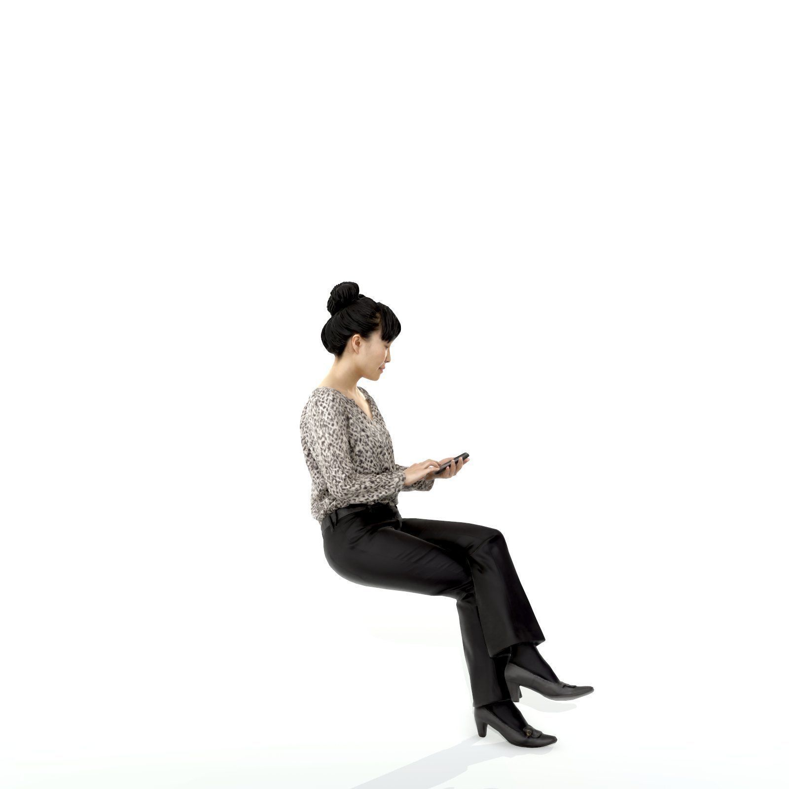Sitting and Texting Woman with Black Pants BWom0308-HD2-O02P02-S 3D model_2