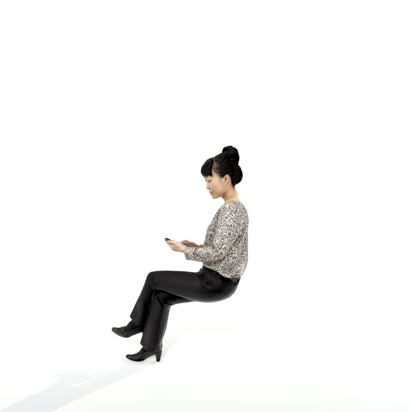 Sitting and Texting Woman with Black Pants BWom0308-HD2-O02P02-S 3D model_8