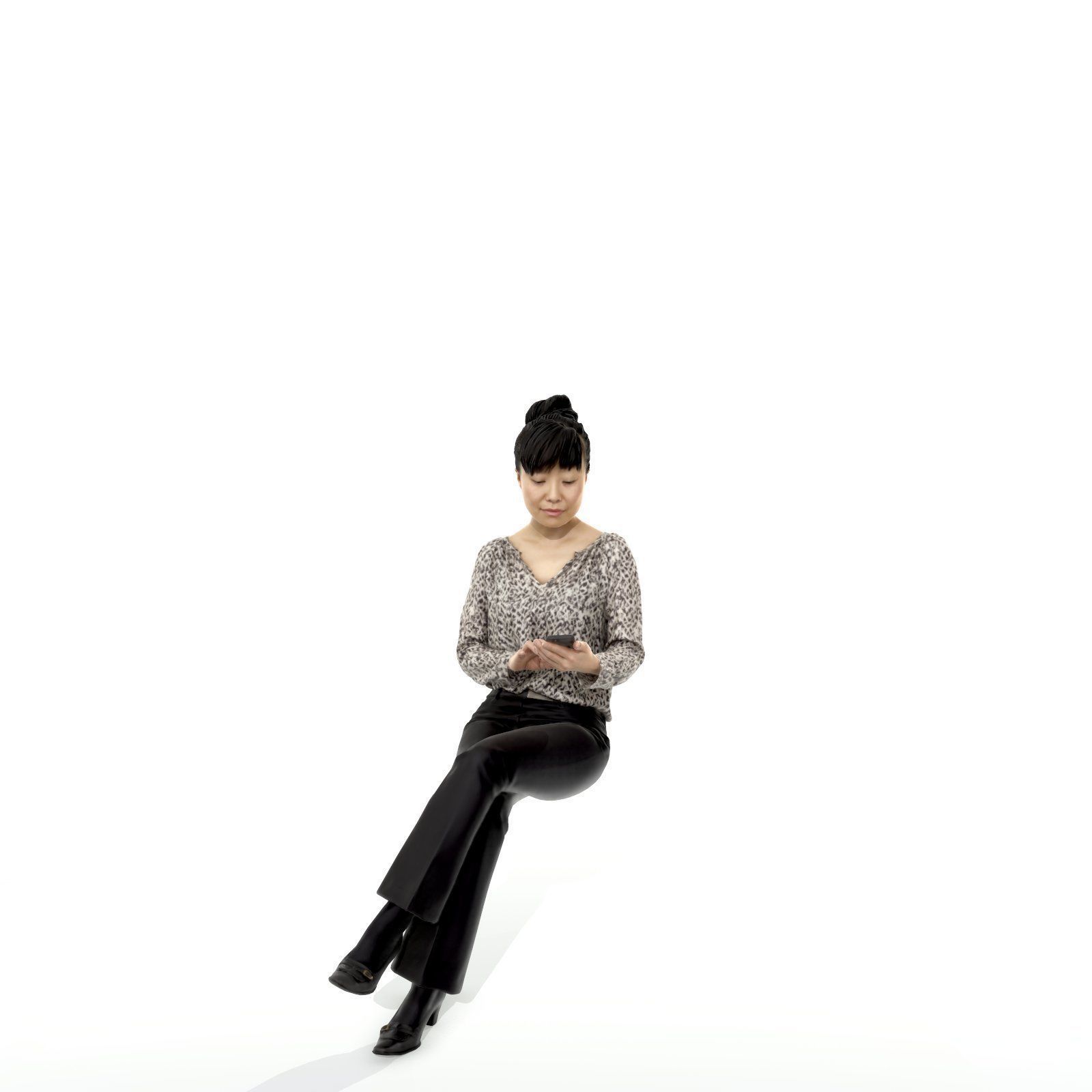 Sitting and Texting Woman with Black Pants BWom0308-HD2-O02P02-S 3D model_16
