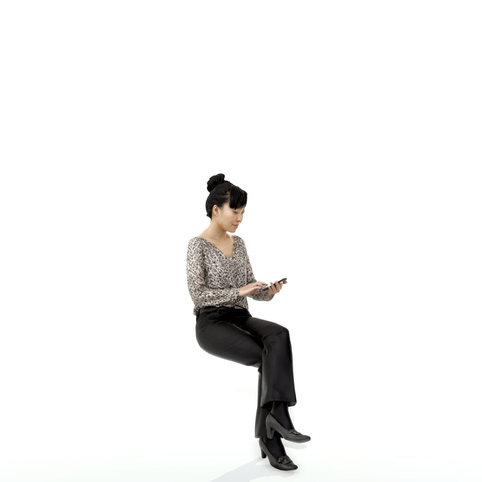 Sitting and Texting Woman with Black Pants BWom0308-HD2-O02P02-S 3D model_35