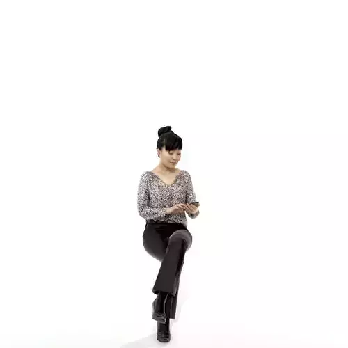Sitting and Texting Woman with Black Pants BWom0308-HD2-O02P02-S 3D model