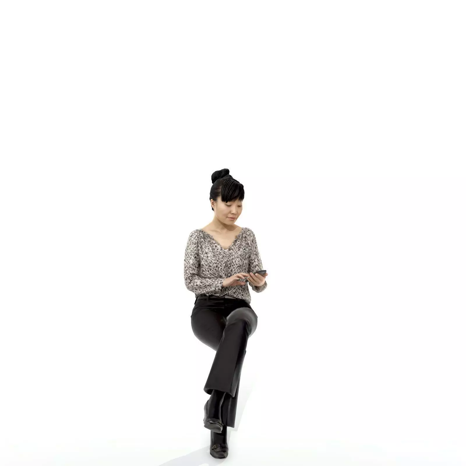 Sitting and Texting Woman with Black Pants BWom0308-HD2-O02P02-S 3D model_0