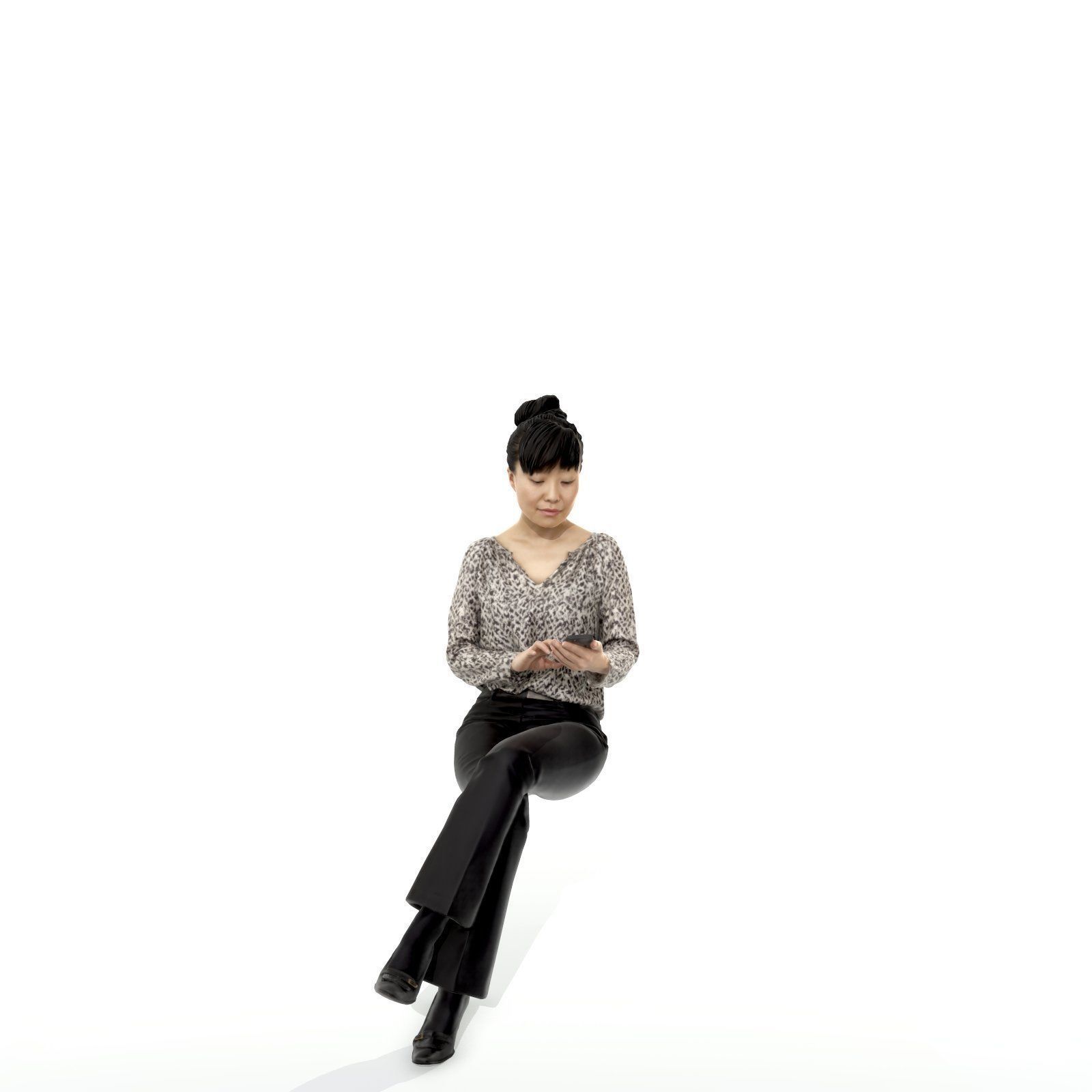 Sitting and Texting Woman with Black Pants BWom0308-HD2-O02P02-S 3D model_9