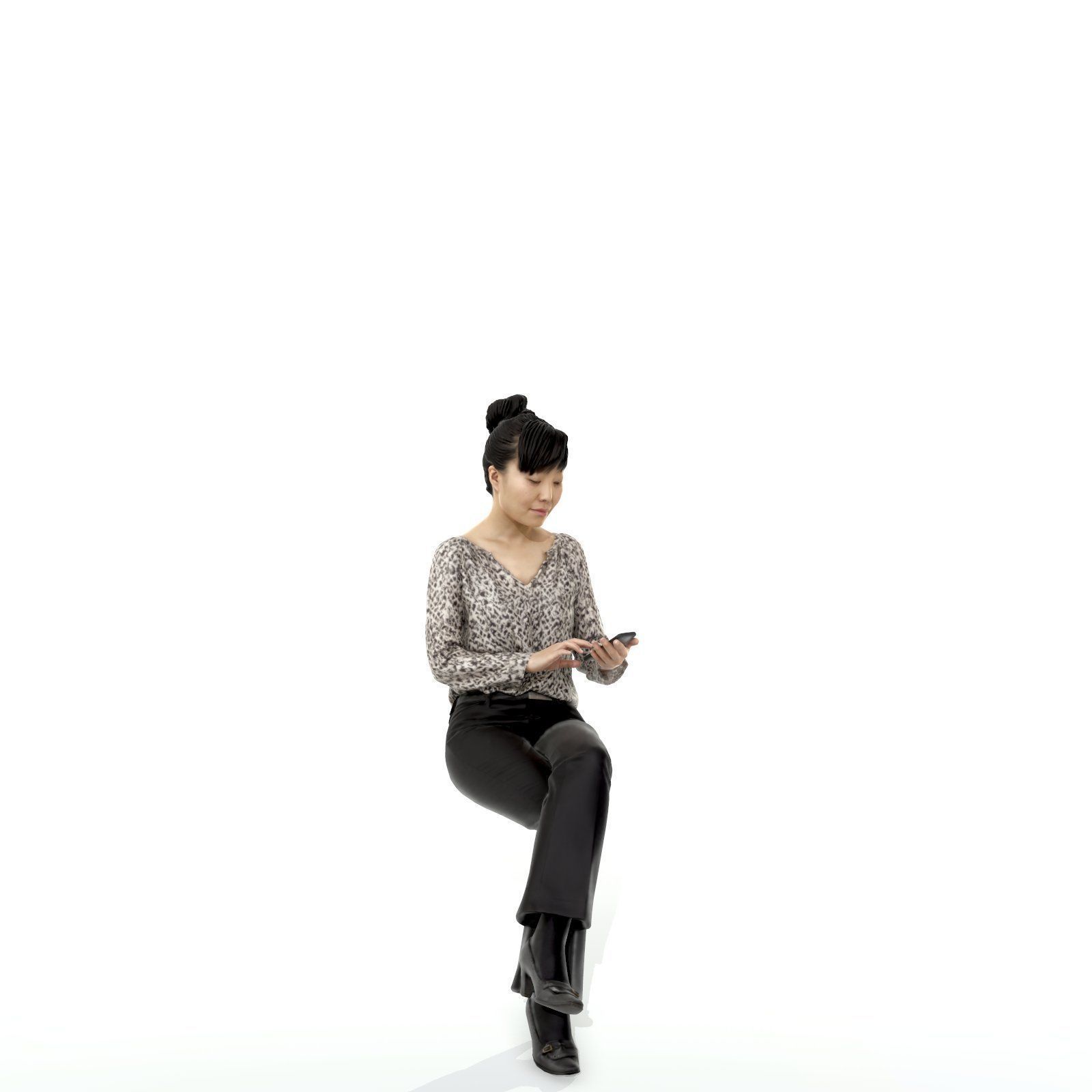 Sitting and Texting Woman with Black Pants BWom0308-HD2-O02P02-S 3D model_23