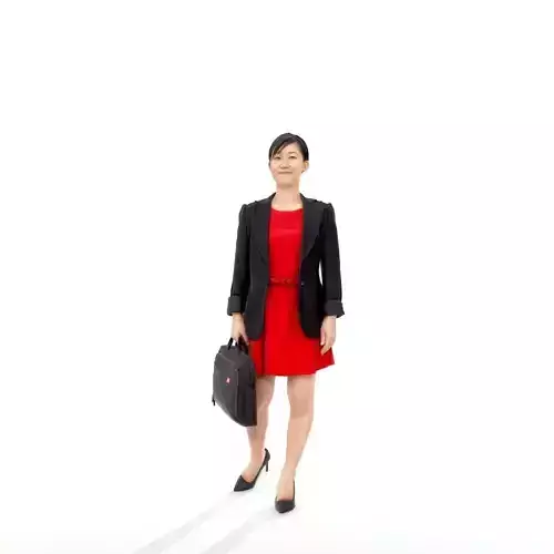 Smiling Business Woman with Red Dress BWom0306-HD2-O01P01-S