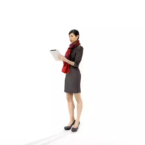 Woman with Red Scarf Reading Tablet BWom0305-HD2-O01P01-S
