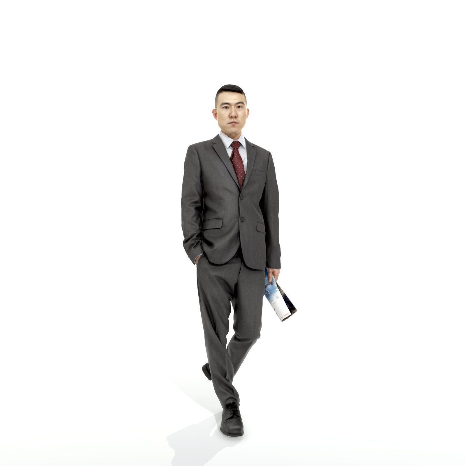 Business Man with Suit Holding Magazine BMan0308-HD2-O01P01-S 3D model_57
