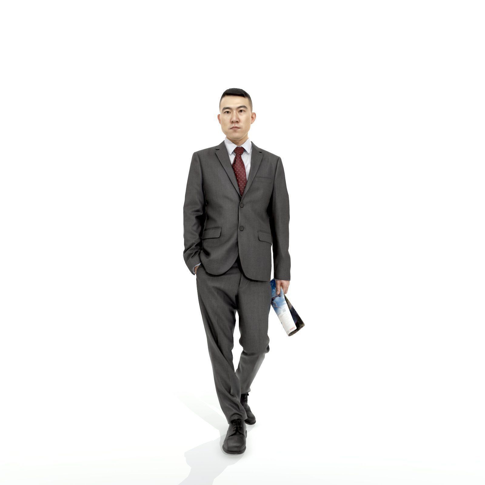 Business Man with Suit Holding Magazine BMan0308-HD2-O01P01-S 3D model_64