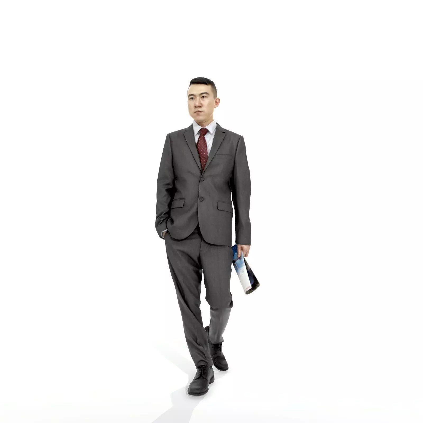 Business Man with Suit Holding Magazine BMan0308-HD2-O01P01-S 3D model_0